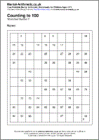 Counting to 100 Worksheet - Free printable PDF maths worksheets from Mental Arithmetic