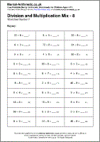 Division and Multiplication Mix - 8 Worksheet - Free printable PDF maths worksheets from Mental Arithmetic