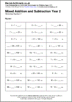 Mixed Addition and Subtraction Year 2 Worksheet - Free printable PDF maths worksheets from Mental Arithmetic