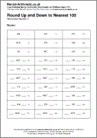 Round Up and Down to Nearest 100 Worksheet - Free printable PDF maths worksheets from Mental Arithmetic