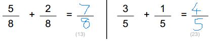 Adding fractions with a common denominator worksheet