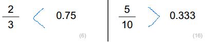 Comparing fractions to decimals - less than or greater than