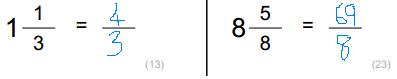 Convert mixed fractions to improper fractions worksheet