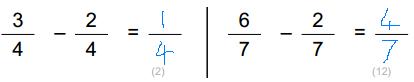 Subtracting fractions with a common denominator worksheet